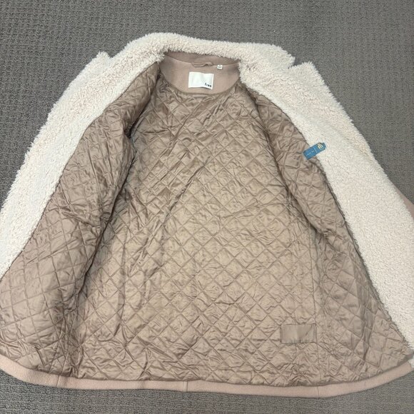 Aritzia Wilfred Free Jacket Womens Medium Beige Virgin Wool Shearling Motto Cozy - Picture 12 of 16